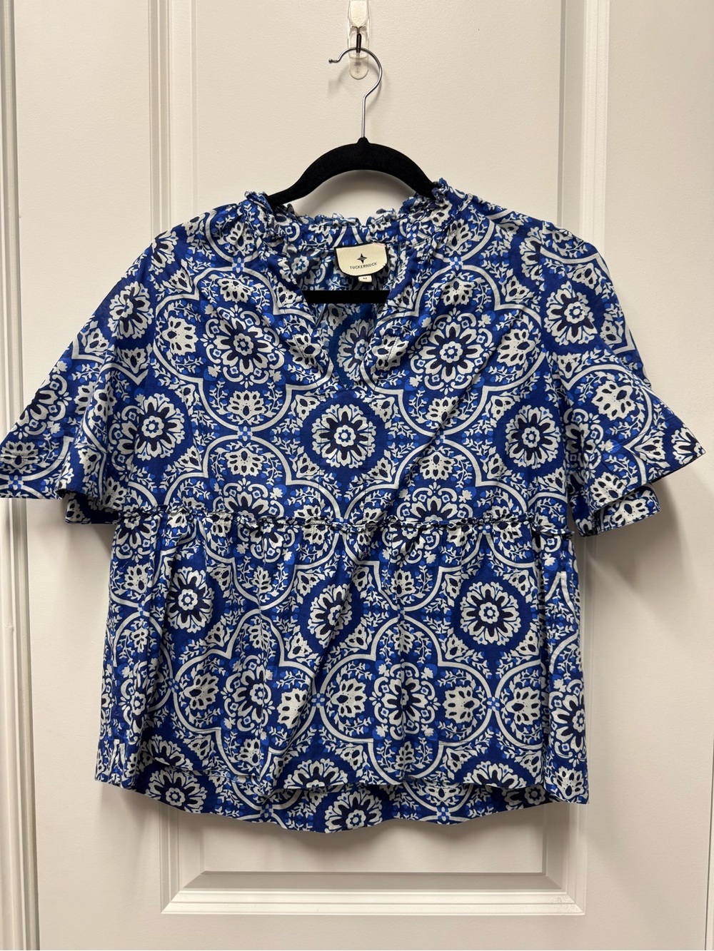 Tuckernuck Blue and White Medallion Top